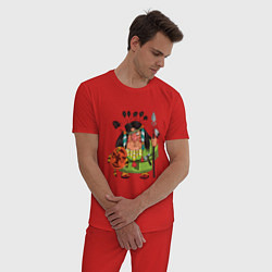 Пижама хлопковая мужская Забавные Индейцы 8, цвет: красный — фото 2