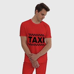 Пижама хлопковая мужская Taxi, цвет: красный — фото 2