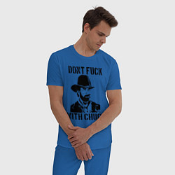 Пижама хлопковая мужская Dont Fuck With Chuck цвета синий — фото 2