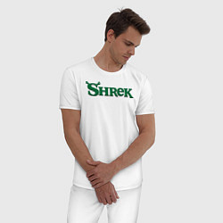 Пижама хлопковая мужская Shrek: Logo, цвет: белый — фото 2