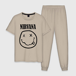 Пижама хлопковая мужская Nirvana, цвет: миндальный