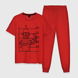 Пижама хлопковая мужская Bender Wanted, цвет: красный