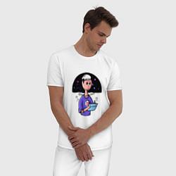 Пижама хлопковая мужская Дизайнер-иллюстратор, цвет: белый — фото 2