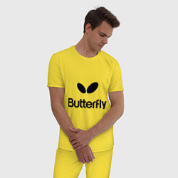 Пижама хлопковая мужская Butterfly Logo, цвет: желтый — фото 2