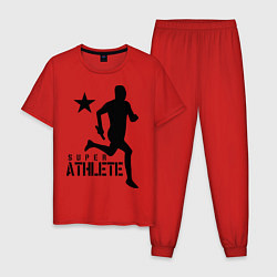Пижама хлопковая мужская Лёгкая атлетика цвета красный — фото 1