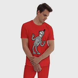 Пижама хлопковая мужская Bender Error, цвет: красный — фото 2