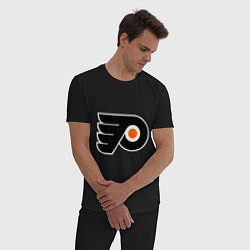 Пижама хлопковая мужская Philadelphia Flyers, цвет: черный — фото 2