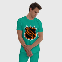Пижама хлопковая мужская NHL, цвет: зеленый — фото 2