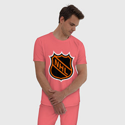 Пижама хлопковая мужская NHL, цвет: коралловый — фото 2