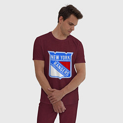 Пижама хлопковая мужская New York Rangers цвета меланж-бордовый — фото 2