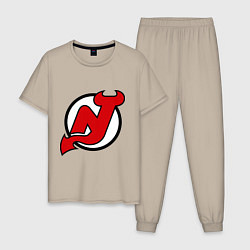 Пижама хлопковая мужская New Jersey Devils, цвет: миндальный