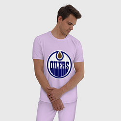 Пижама хлопковая мужская Edmonton Oilers, цвет: лаванда — фото 2