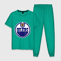 Пижама хлопковая мужская Edmonton Oilers цвета зеленый — фото 1