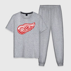 Пижама хлопковая мужская Detroit Red Wings, цвет: меланж