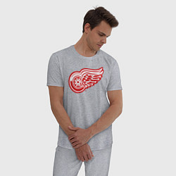 Пижама хлопковая мужская Detroit Red Wings, цвет: меланж — фото 2