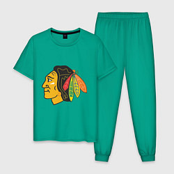 Пижама хлопковая мужская Chicago Blackhawks, цвет: зеленый