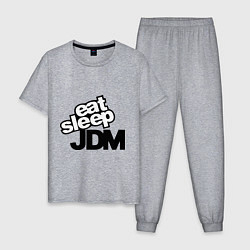 Пижама хлопковая мужская Eat sleep jdm, цвет: меланж