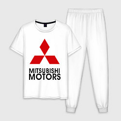 Пижама хлопковая мужская Mitsubishi, цвет: белый