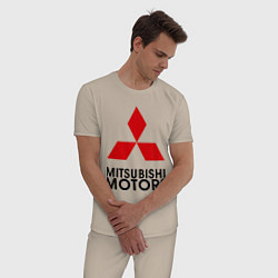 Пижама хлопковая мужская Mitsubishi, цвет: миндальный — фото 2