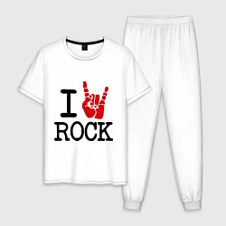 Пижама хлопковая мужская I love rock, цвет: белый