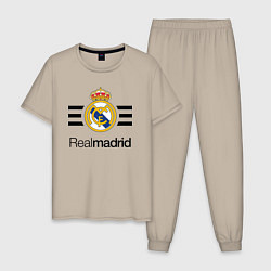 Пижама хлопковая мужская Real Madrid Lines, цвет: миндальный