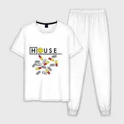 Пижама хлопковая мужская House M.D. Pills, цвет: белый