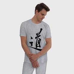 Пижама хлопковая мужская Иероглиф Дао, цвет: меланж — фото 2