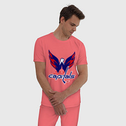 Пижама хлопковая мужская Washington Capitals: Ovechkin, цвет: коралловый — фото 2