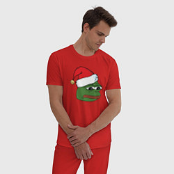 Пижама хлопковая мужская New year sad frog, цвет: красный — фото 2
