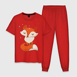 Пижама хлопковая мужская Лисичка, цвет: красный