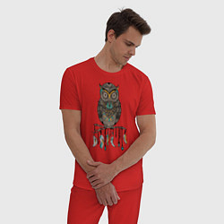 Пижама хлопковая мужская Сова-шаман, цвет: красный — фото 2