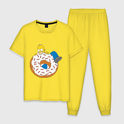 Пижама хлопковая мужская Гомер на пончике, цвет: желтый