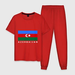 Пижама хлопковая мужская Азербайджан, цвет: красный