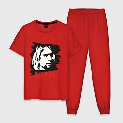 Пижама хлопковая мужская Nirvana: Kurt Cobain, цвет: красный