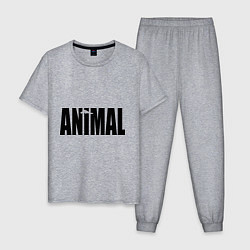 Пижама хлопковая мужская Animal, цвет: меланж