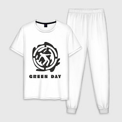 Пижама хлопковая мужская Green Day: Red Symbol, цвет: белый