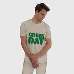 Пижама хлопковая мужская Green Day, цвет: миндальный — фото 2