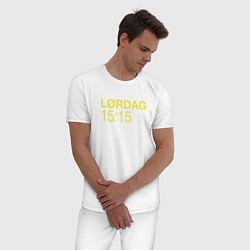 Пижама хлопковая мужская Lordag 15:15, цвет: белый — фото 2
