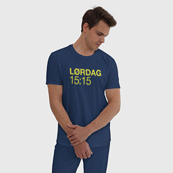 Пижама хлопковая мужская Lordag 15:15, цвет: тёмно-синий — фото 2