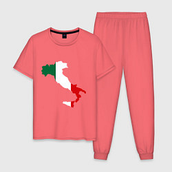 Пижама хлопковая мужская Италия (Italy), цвет: коралловый