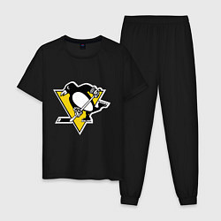 Пижама хлопковая мужская Pittsburgh Penguins, цвет: черный