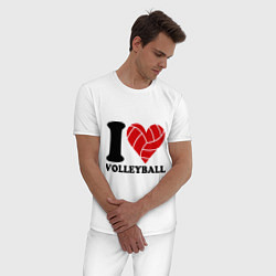 Пижама хлопковая мужская I love volleyball - Я люблю волейбол, цвет: белый — фото 2