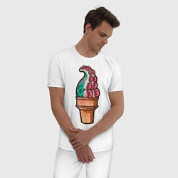 Пижама хлопковая мужская Мороженое-осьминог, цвет: белый — фото 2