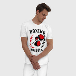 Пижама хлопковая мужская Boxing Russia Forever, цвет: белый — фото 2