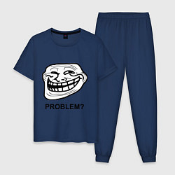 Пижама хлопковая мужская Trollface. Problem? Проблемы?, цвет: тёмно-синий