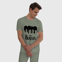 Пижама хлопковая мужская The Beatles: Faces, цвет: авокадо — фото 2