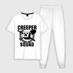Пижама хлопковая мужская Creeper Squad, цвет: белый