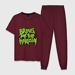 Пижама хлопковая мужская Bring me the horizon, цвет: меланж-бордовый
