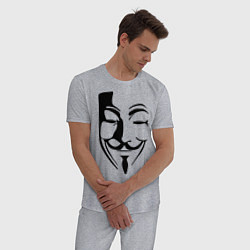 Пижама хлопковая мужская Vendetta Mask, цвет: меланж — фото 2