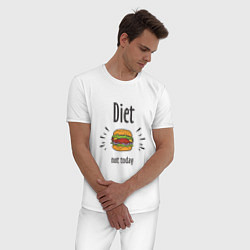 Пижама хлопковая мужская Diet. Not Today, цвет: белый — фото 2